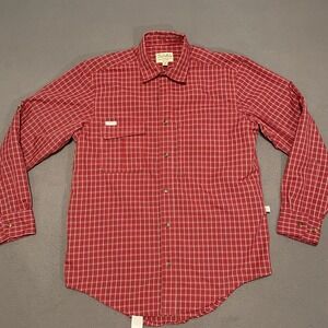 Cabela's‎ Shirt Mens Medium Red Plaid Long Sleeve Button Up Pockets Polyester